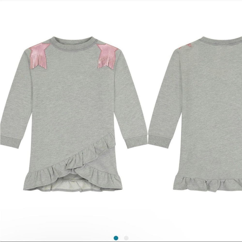 New Andy and Evan Gray Fringe Front Long Sleeve Sweater Dress Size 3T